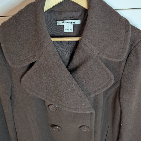 MINT CONDITION Vintage Wool Cashmere Blend Pea Coat | Brown | Women's Size 16 - Picture 2 of 12